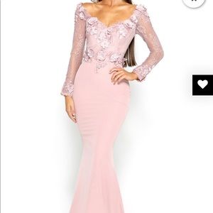 Portia & Scarlett Blush Floral Long Sleeve Maxi Gown Dress